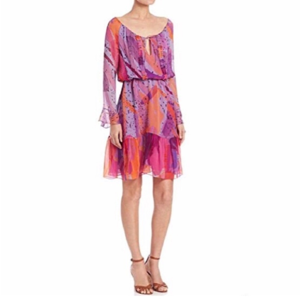 DIANE VON FURSTENBERG multicolored chiffon silk dress-LIKE NEW